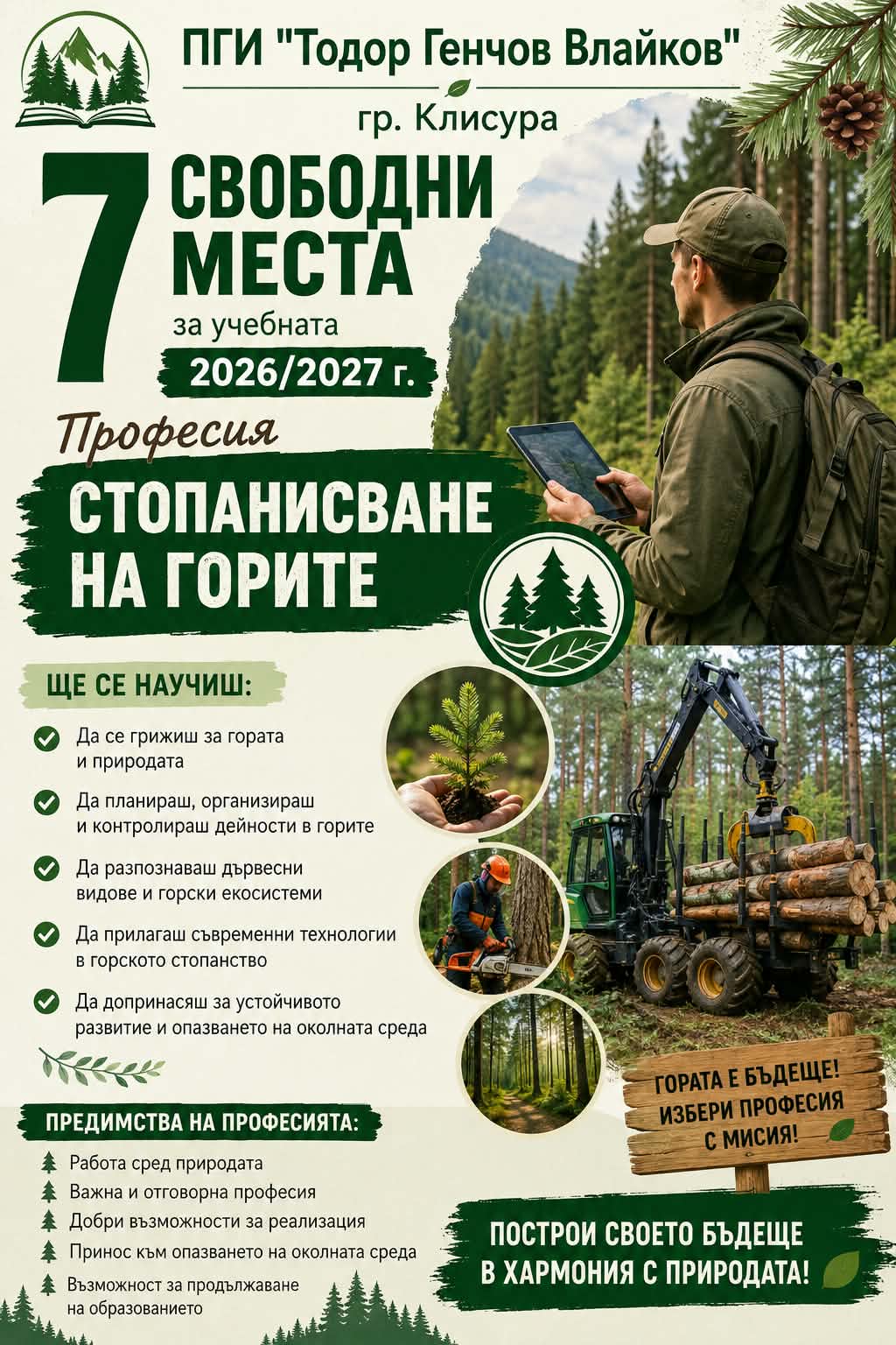 Последен шанс за прием: Само 7 свободни места за специалността „Стопанисване на горите“ в Клисура