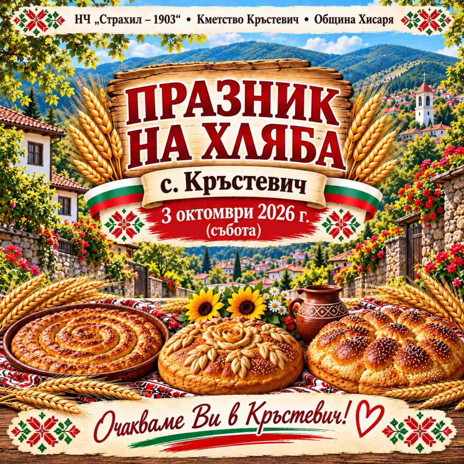 Кръстевич празнува с аромат на хляб, фолклор и български традиции